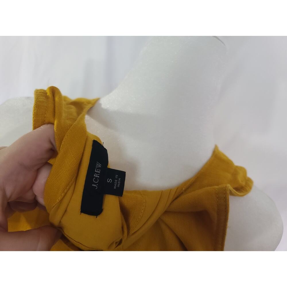 Sold New J. Crew Mustard Yellow Linen Button Back Shift Dress Small